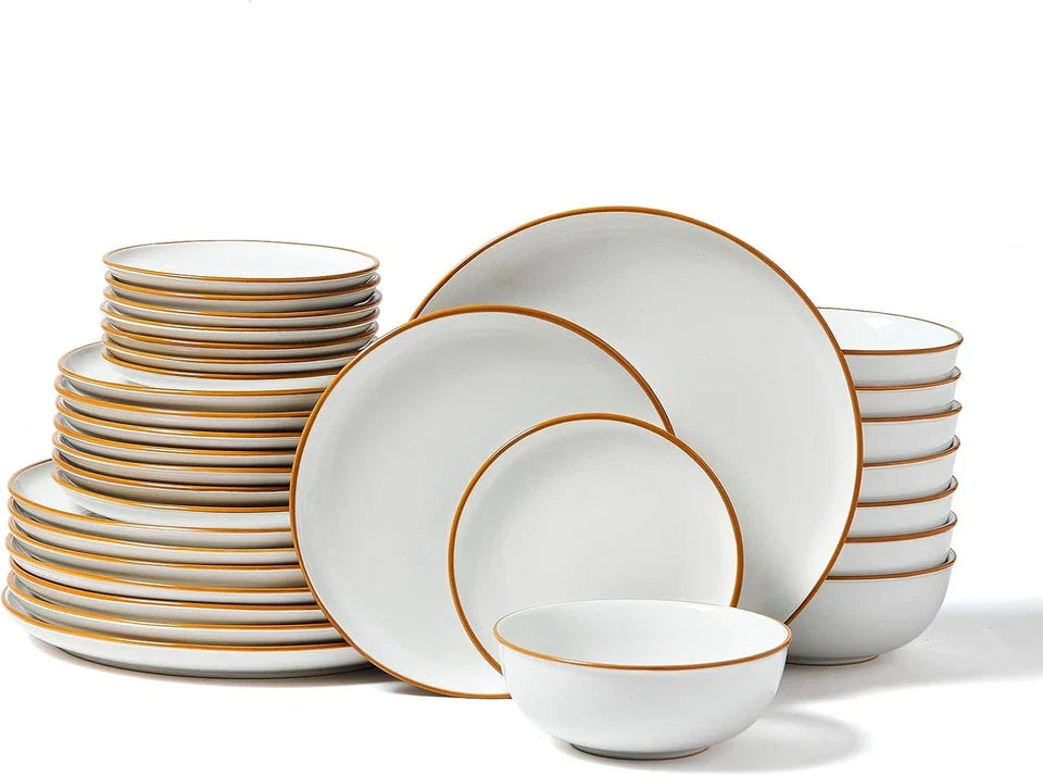 Dinnerware Set Service for 8 (32 PCS) round Plates and Bowls Sets Scratch Resist