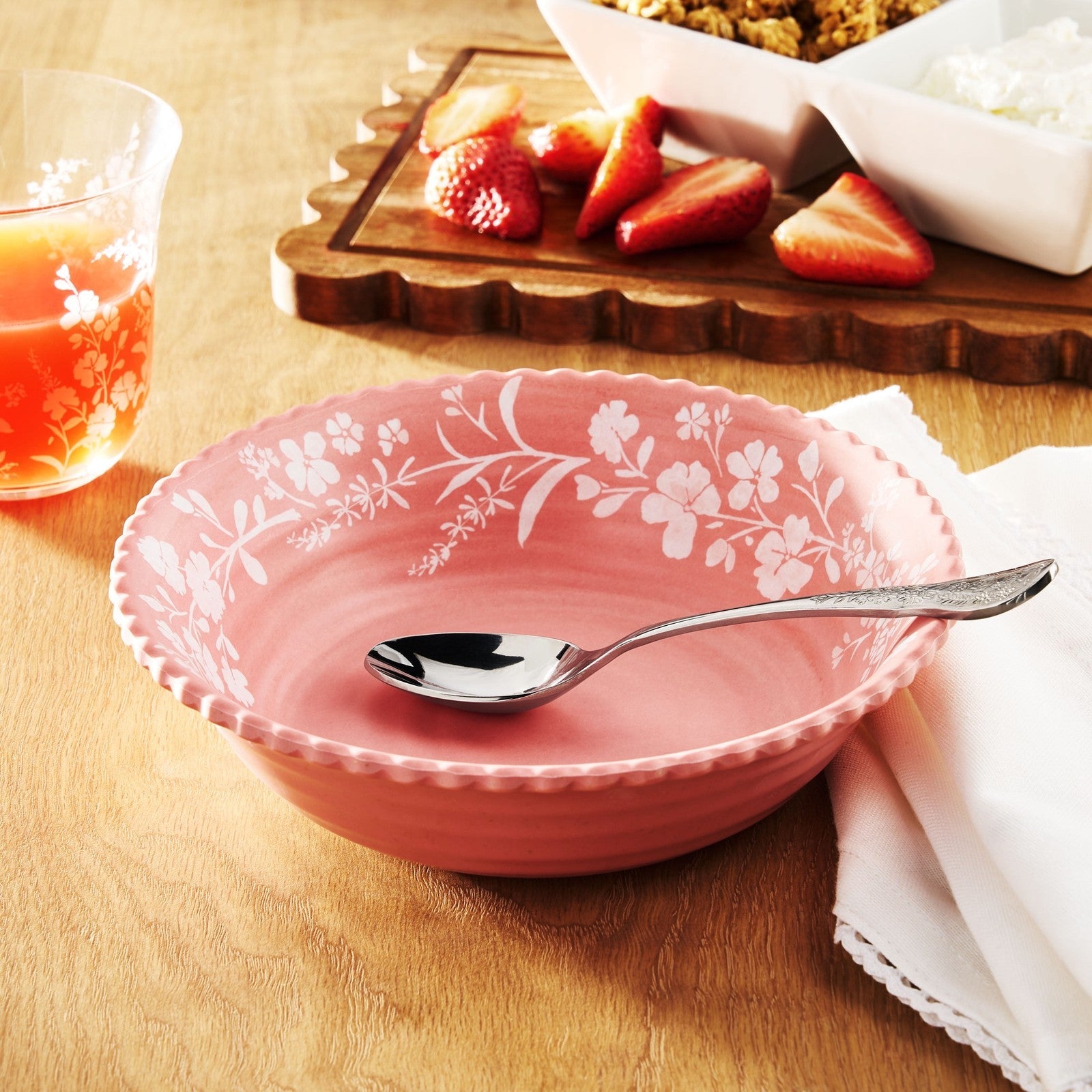 Pioneer Woman Daisy Melamine Dinnerware Set Floral Pink New 12 pieces