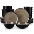 16pc Dinnerware Set Plates and Bowls Set Blue Green Brown Dinner Set