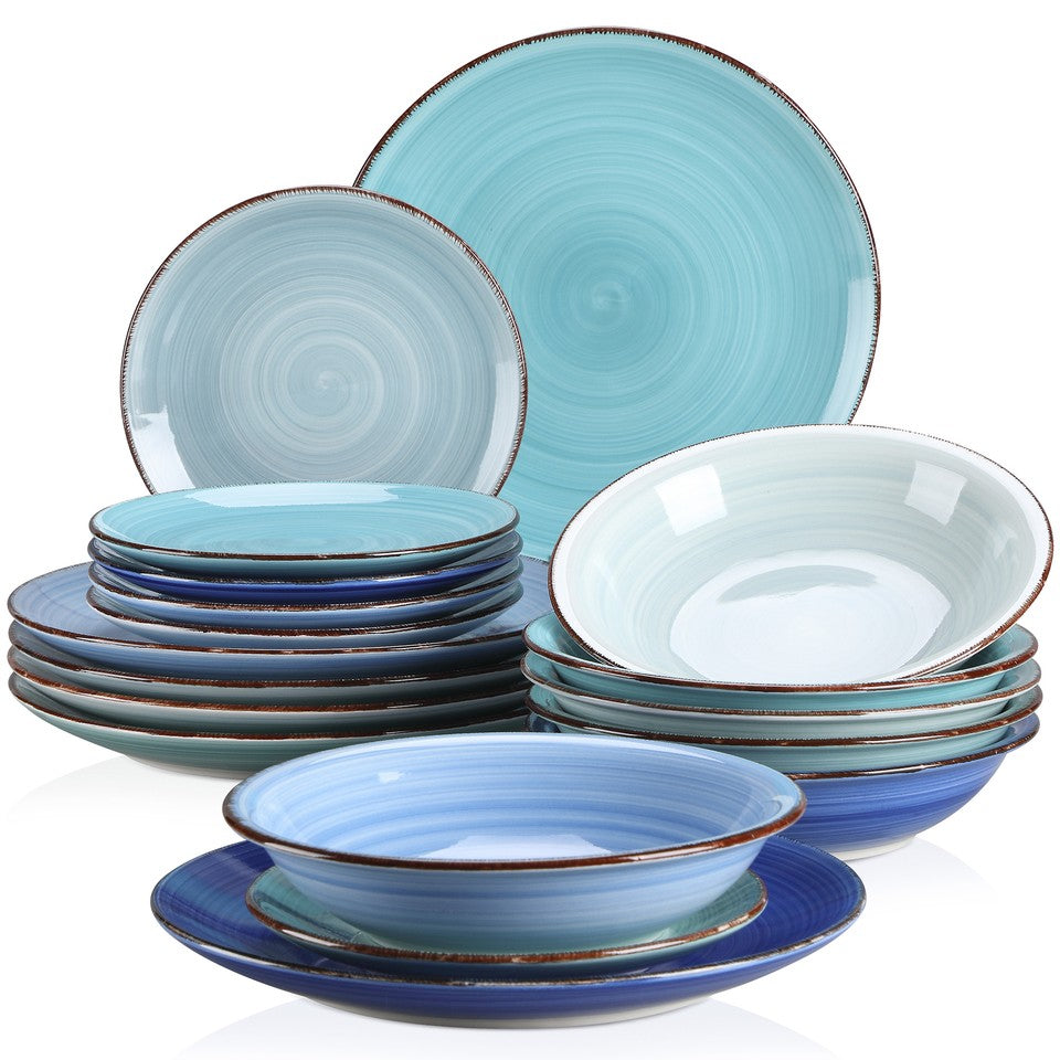 BONITA Blue Dinnerware Set Stoneware Handpainted Tableware Plates Bowls