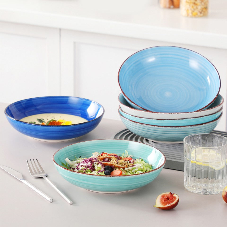 BONITA Blue Dinnerware Set Stoneware Handpainted Tableware Plates Bowls